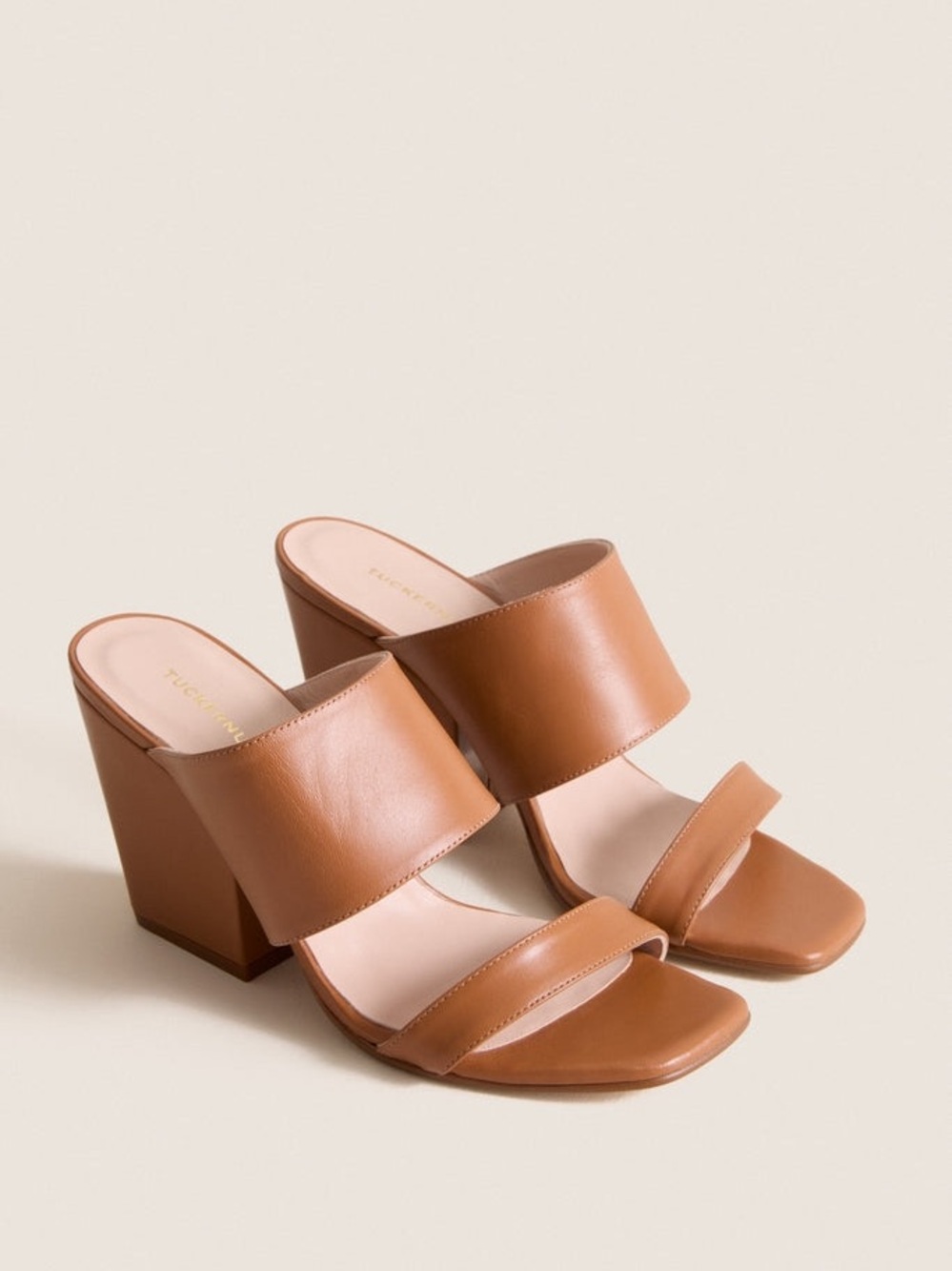 Tuckernuck Cognac Leather Carly Heels Shoes Size 9 New Without Box